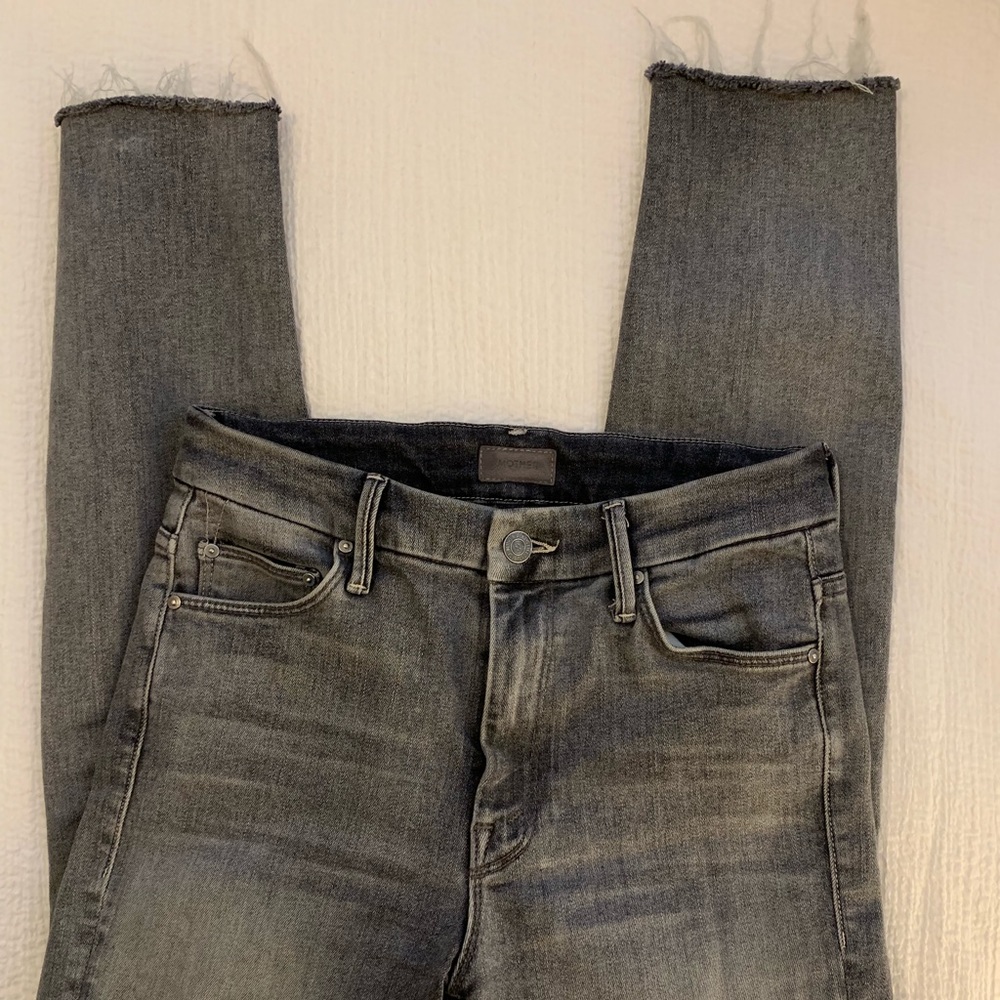 Gray Mother denim jeans with frayed hem